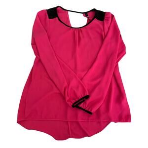 ING Pink and Black Long Sleeve Tunic Blouse Size Medium